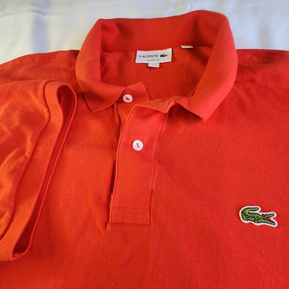 LACOSTE Polo Shirt Mens 4XL Red Cotton Classic Fit‎